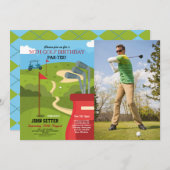 ゴルフバースデーパーティーAny Age Golfing Photo 招待状 (正面/裏面)