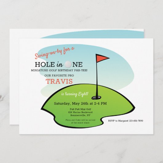 ゴルフバースデーパーティ招待状 招待状 (正面/裏面)
