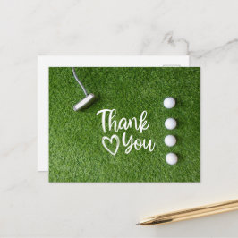 ゴルフパターは緑の芝生の上にあります ありがとう ポストカード