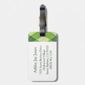ゴルフパターアーガイルンティーグリーン荷物タグ ラゲッジタグ (裏面縦)
