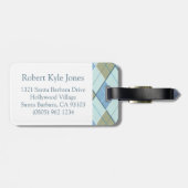 ゴルフパターアーガイルンティーブルーブラウン荷物タグ ラゲッジタグ (裏面横)