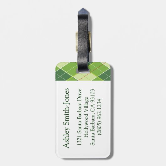 ゴルフパターアーガイルンティー&ゴルフボールラゲージタグ ラゲッジタグ (裏面縦)