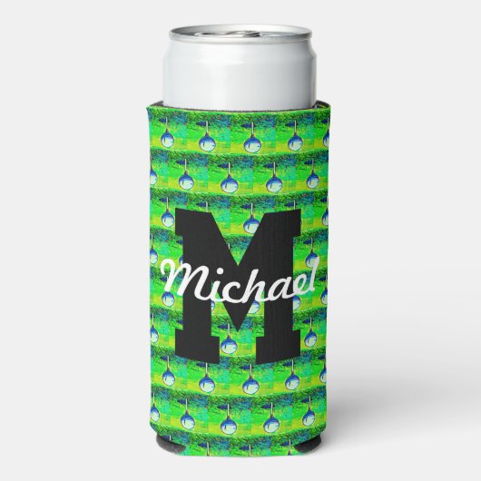 ゴルフパターカラフルンモノグラムティーオフネームスポーツ スリム缶クーラー (Seltzer裏面)