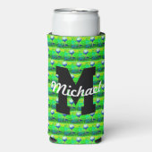 ゴルフパターカラフルンモノグラムティーオフネームスポーツ スリム缶クーラー (Seltzer正面)