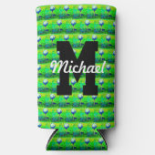 ゴルフパターカラフルンモノグラムティーオフネームスポーツ スリム缶クーラー (正面)