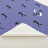 ゴルフパターンゴルファーモノグラムのスポーツ競技のペリウィンクル シェルパブランケット (3/4)