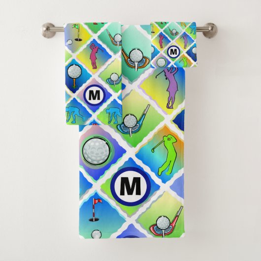 ゴルフパターンブルーイニシャル バスタオルセット (インサイチュ)