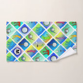 ゴルフパターンブルーイニシャル バスタオルセット (ハンドタオル)