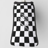 ゴルフパター市松模様にカバー(白黒) ゴルフヘッドカバー (回転90)