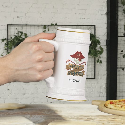 ゴルフパットパイレーツアウトドアパパ誕生日カスタム ビールジョッキ