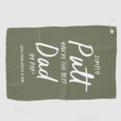 ゴルフパパモダンカーキグリーンタイポグラフィおもしろいゴルフ ゴルフタオル (横)