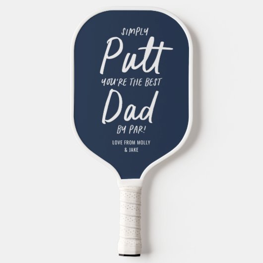 ゴルフパパモダンネイビーブルータイポグラフィおもしろいゴルフ ピックルボールラケット (裏面)