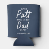 ゴルフパパモダンネイビーブルータイポグラフィおもしろいゴルフ 缶クーラー (裏面)