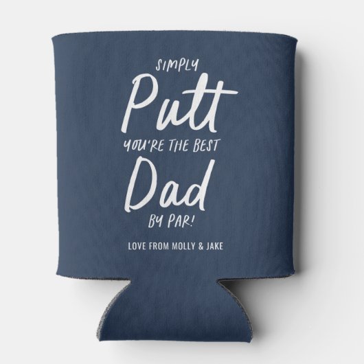 ゴルフパパモダンネイビーブルータイポグラフィおもしろいゴルフ 缶クーラー (裏面)