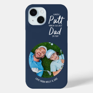 ゴルフパパモダンネイビーブルータイポグラフィ写真ギフト iPhone 15ケース