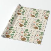 ゴルフパパ用のフラッグ付きゴルフ用具 ラッピングペーパー (アンロールド)