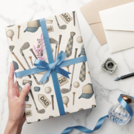 ゴルフパパ用のフラッグ付きゴルフ用具 ラッピングペーパー