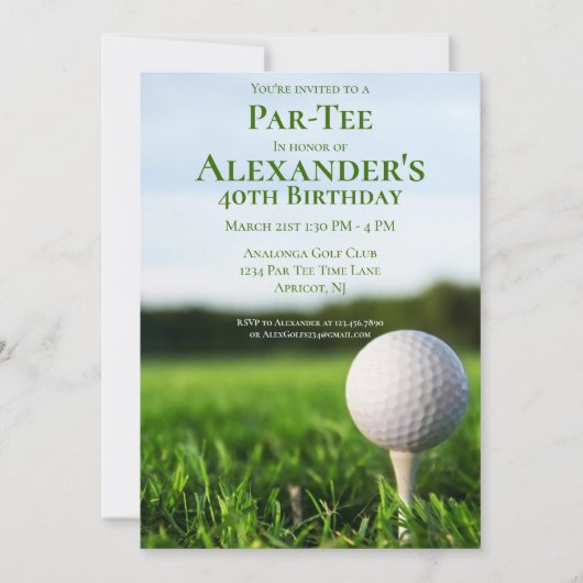 ゴルフパルティーゴルファー誕生日招待状 招待状 (正面)