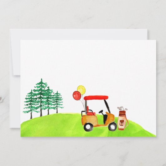 ゴルフパルティースイングバイボーイズ子供の誕生日写真 招待状 (裏面)