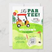 ゴルフパルティースイングバイボーイ子供の誕生日 招待状 (正面)