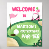 ゴルフパルティーホールインワンガール誕生日へようこそ ポスター (正面)