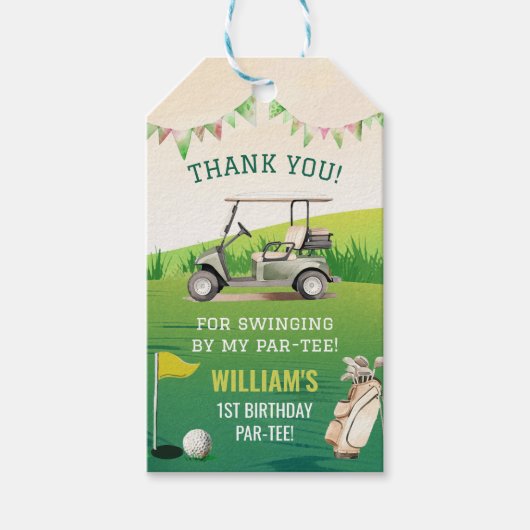 ゴルフパルティーホールインワンボーイ誕生日 ギフトタグ (正面)
