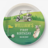 ゴルフパルティーホールインワンボーイ誕生日 ペーパープレート (正面)