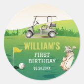 ゴルフパルティーホールインワンボーイ誕生日 ラウンドシール (正面)