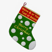 ゴルフパーソナライズされたのクリスマスストッキング ラージクリスマスストッキング (正面 (吊り時))