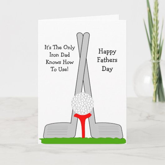 ゴルフパーソナライズされたアイロン父の日 カード (正面)