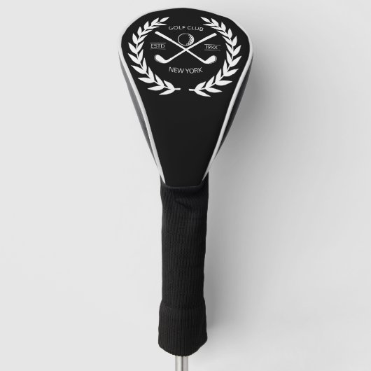 ゴルフパーソナライズされたエレガントクラブロゴ金ゴールドリース ゴルフヘッドカバー (正面)