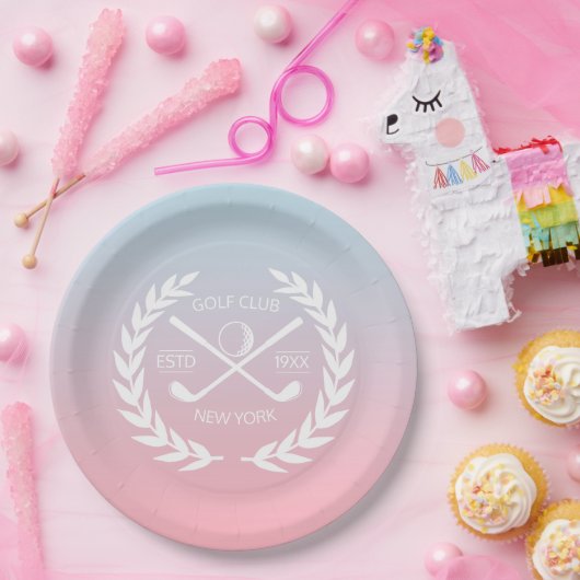 ゴルフパーソナライズされたクエレガントラブ金ゴールドリース ペーパープレート (パーティー)