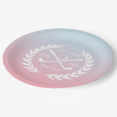 ゴルフパーソナライズされたクエレガントラブ金ゴールドリース ペーパープレート (アングル)