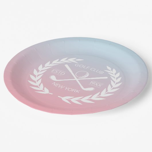 ゴルフパーソナライズされたクエレガントラブ金ゴールドリース ペーパープレート (アングル)