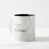 ゴルフパーソナライズされたクラブとボールの名前 ツートーンマグカップ (正面左)