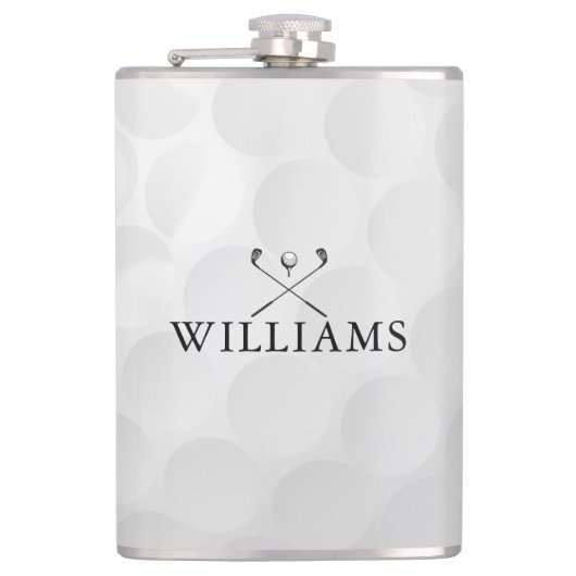 ゴルフパーソナライズされたクラブとボールの名前 フラスク (正面)