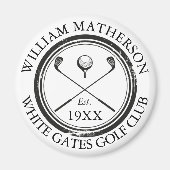 ゴルフパーソナライズされたクラブネームゴルフレトロスタンプ マグネット (正面)