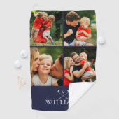 ゴルフパーソナライズされたクラブフォトコラージネイビーブルー ゴルフタオル (インサイチュ)