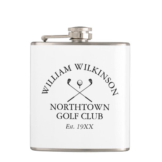 ゴルフパーソナライズされたクラブ及び会員名 フラスク (正面)