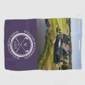 ゴルフパーソナライズされたクラブ名とフォトパープル ゴルフタオル (横)