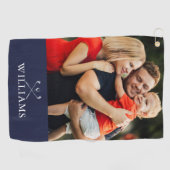 ゴルフパーソナライズされたクラブ名Photo Navy Blue ゴルフタオル (横)