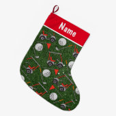 ゴルフパーソナライズされたクリスマスギフトゴルフのテーマ ラージクリスマスストッキング (正面 (吊り時))