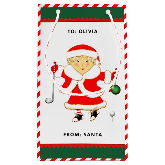 ゴルフパーソナライズされたクリスマスホリデースモール抱き枕 スモールペーパーバッグ (裏面)