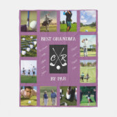 ゴルフパーソナライズされたグランドペアレントパパママ写真文字 フリースブランケット (正面)