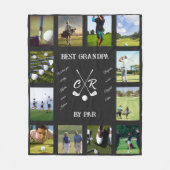 ゴルフパーソナライズされたグランドペアレントパパママ写真文字 フリースブランケット (正面)