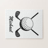 ゴルフパーソナライズされたスティックボールゴルファーのゴルフ名 ジグソーパズル (横)