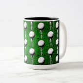 ゴルフパーソナライズされたティーグラスグリーン ツートーンマグカップ (正面右)