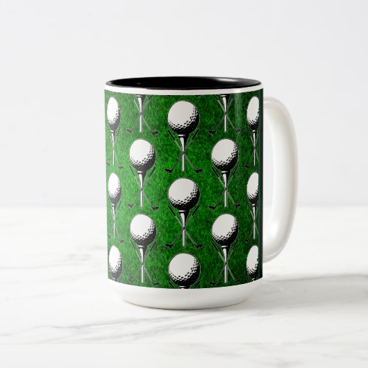 ゴルフパーソナライズされたティーグラスグリーン ツートーンマグカップ (正面右)