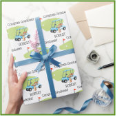 ゴルフパーソナライズされたテーマの名前の卒業 ラッピングペーパー