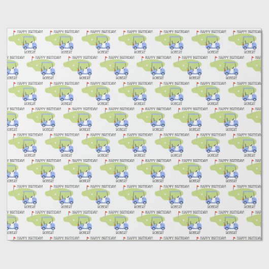 ゴルフパーソナライズされたテーマ名誕生日 ラッピングペーパー (フラット)